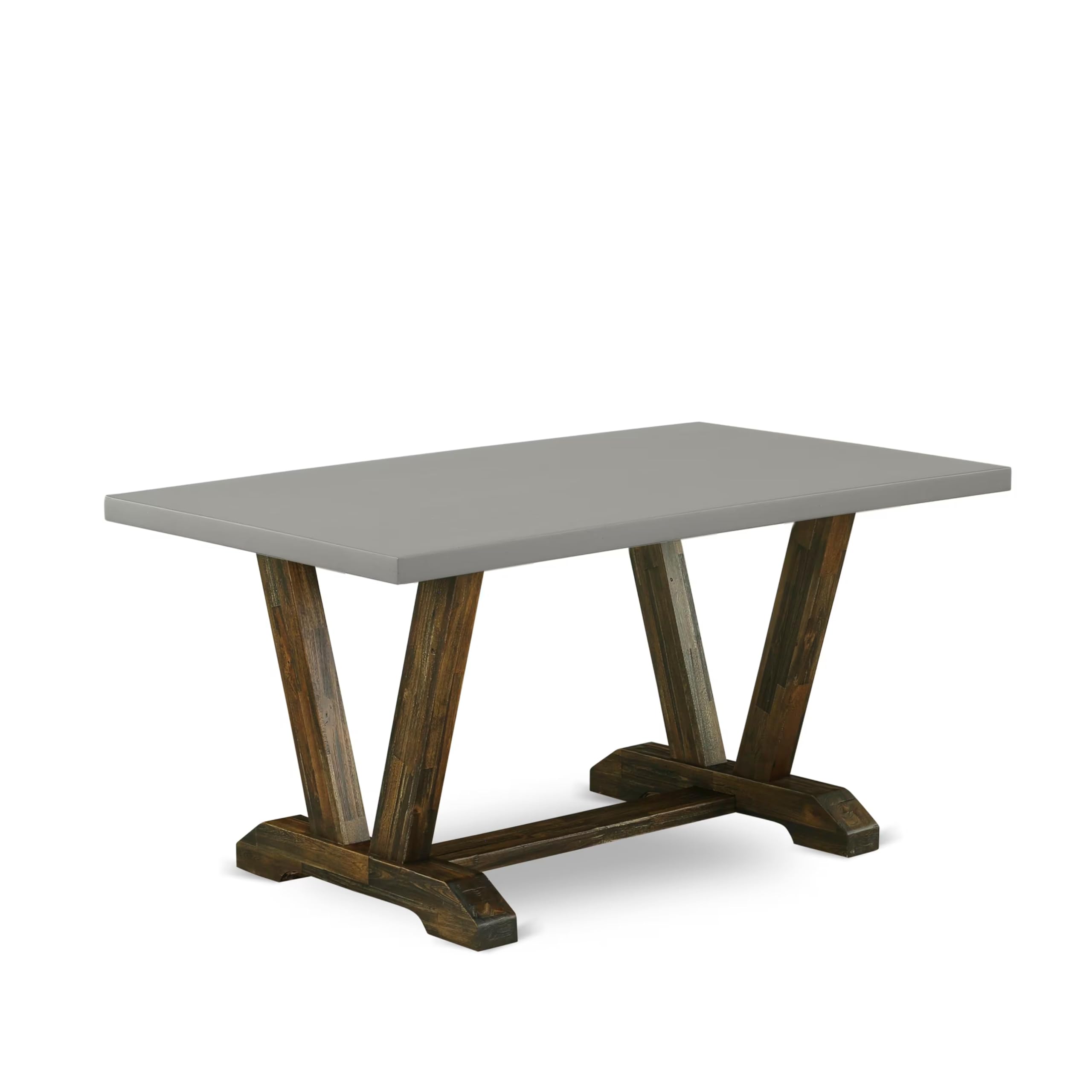 East West Furniture V796Mzn32-7 7 Piece Kitchen Table Set Consist Of A Rectangle Dining Table With V-Legs And 6 Light Beige Linen Fabric Parson Dining Chairs, 36X60 Inch, Multi-Color