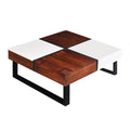 The Urban Port Byron 35-Inch Acacia Wood Square Coffee Table, 2 Slide Out Storage
