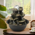 Spinning Orb Rock Cascading Tabletop Fountain, Zen Meditation Indoor Waterfall Feature with LED Light for Home Office Bedroom Re