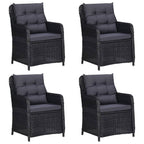 vidaXL 3-Piece Patio Dining Set with PE Rattan Chairs, Powder-Coated Steel Frame, Glass Tabletop, Comfortable Cushions in Sleek Black Design