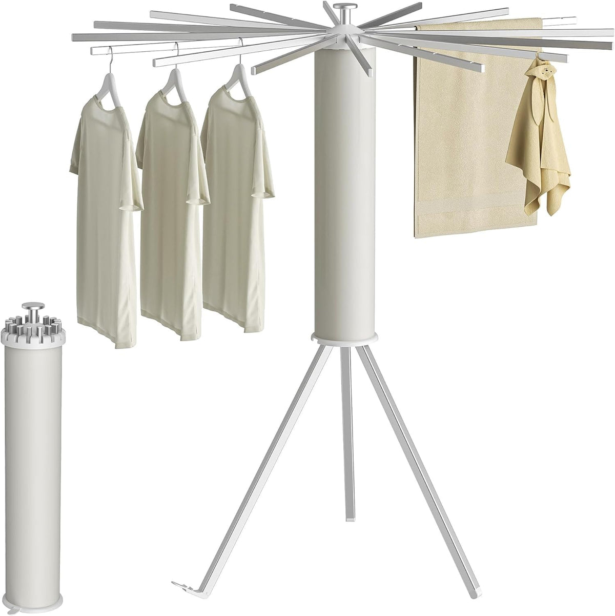 LUCCI  Tripod Clothes Drying Rack Clothing Foldable & Portable Cloth Stand Space Saving Laundry Aluminum Standing Dry Racks with