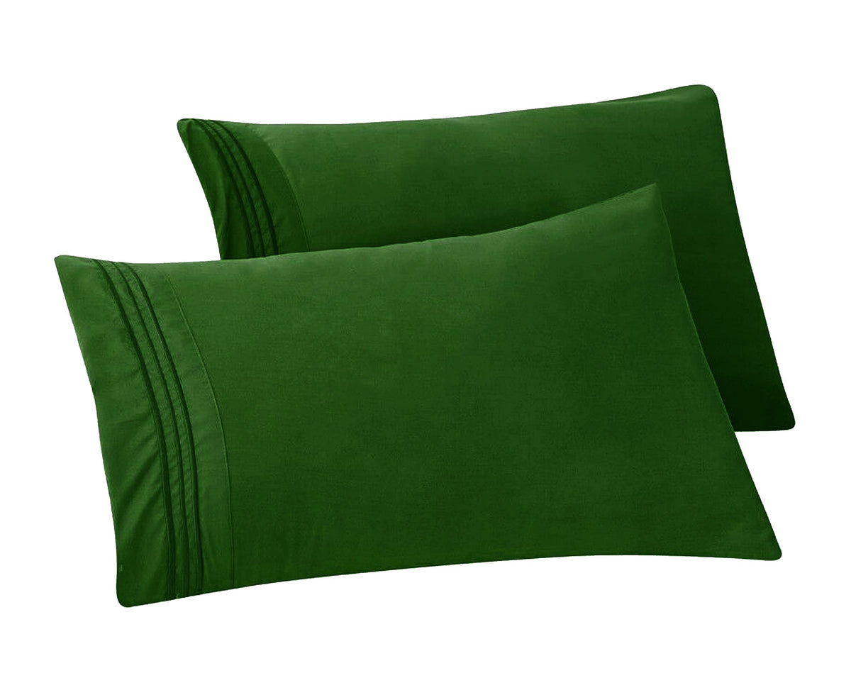 Elegant Comfort Solid Pillowcases 1500 Thread Count Egyptian Quality - Easy Care, Smooth Weave, Wrinkle And Stain Resistant, Easy Slip-On, 2-Piece Set, King Pillowcase, Hunter Green