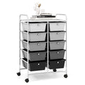 Relax4Life Rolling Storage Cart With 10 Drawers - Craft Storage Cart With Lockable Wheels,Utility Cart, Art Cart Organizer For Crafting Storage, Office, School Rolling Drawer Cart (Gradient Black)
