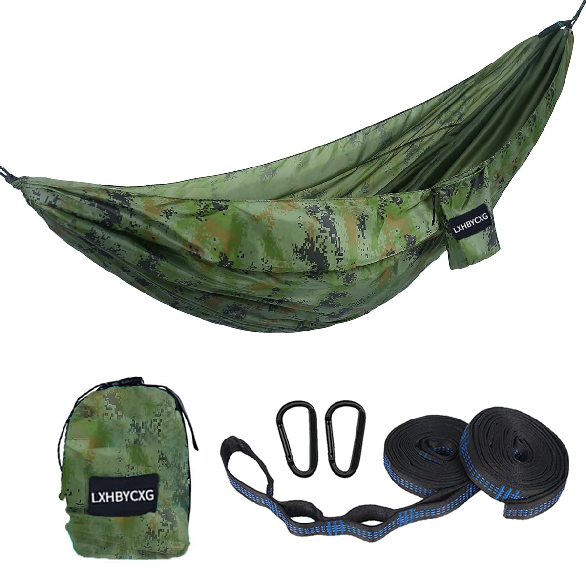 Camping Hammock Double & Single Portable Hammocks Ultralight Nylon Parachute Hammocks with 2 Tree Straps for Backpacking, Travel