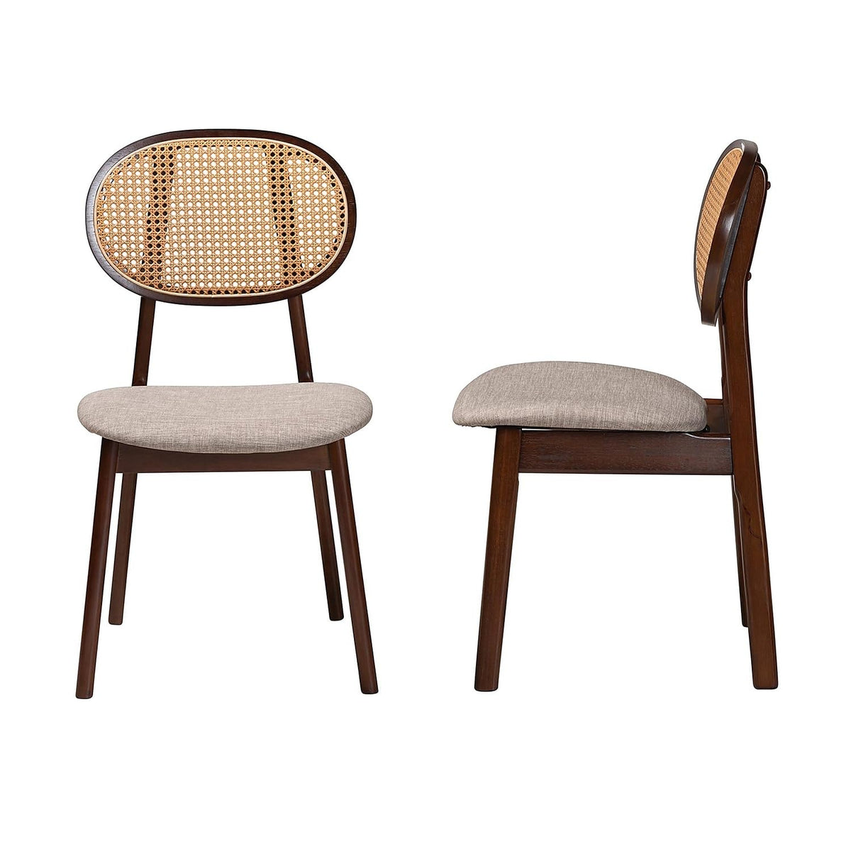 Baxton Studio Darrion Mid-Century Fabric Dining Chair, Grey/Walnut Brown/Light Brown, 2/Set (234-2P-13291-HT)
