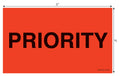 Tabbies Shipping & Handling Label Fluorescent Red, 3' X 5' - 3' Core 'Priority', 500 Labels, 12 Rolls Per Box (43573)