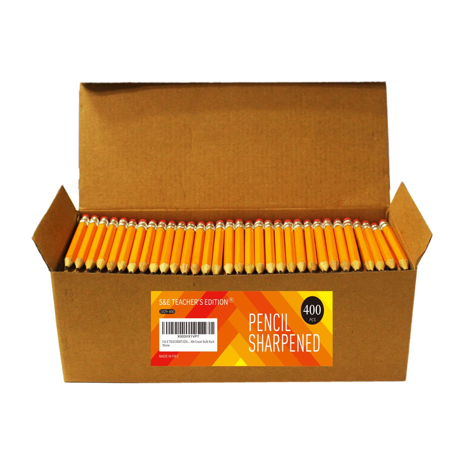 S & E Teacher'S Edition 400Pcs Half Pencils With Eraser Tops, Golf Pencil, Classroom, Pew - # 2 Hb Pre-Sharpened Hexagon, 400 Co