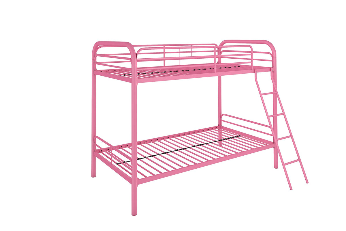 DHP Metal Twin over Twin Bunk Bed with Ladder, Pink, 5417296