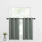 Nicetown Kitchen Tiers Curtain Farmhouse Window Decor Valance For Living Room Thermal Insulated Short Blackout Small Curtain For Bedroom, 29' W X 36' L, 2 Panels, Greyish Green