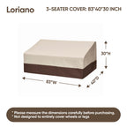 Loriano 3-Seater Patio Furniture Covers, 100% Waterproof For Outdoor Sofa, Loveseat, Seat, Couch, Heavy Duty 600D Oxford Fabric, Premium Pvc Coating For Sun Fade Resistance 83' W X 40' D X 30' H