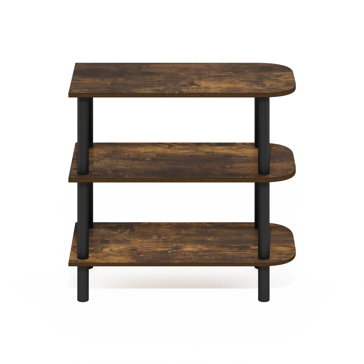 Furinno Turn-N-Tube 23-Inch 3-Tier Curved Freestanding Shoe Rack Storage Organizer, Amber Pine/Black