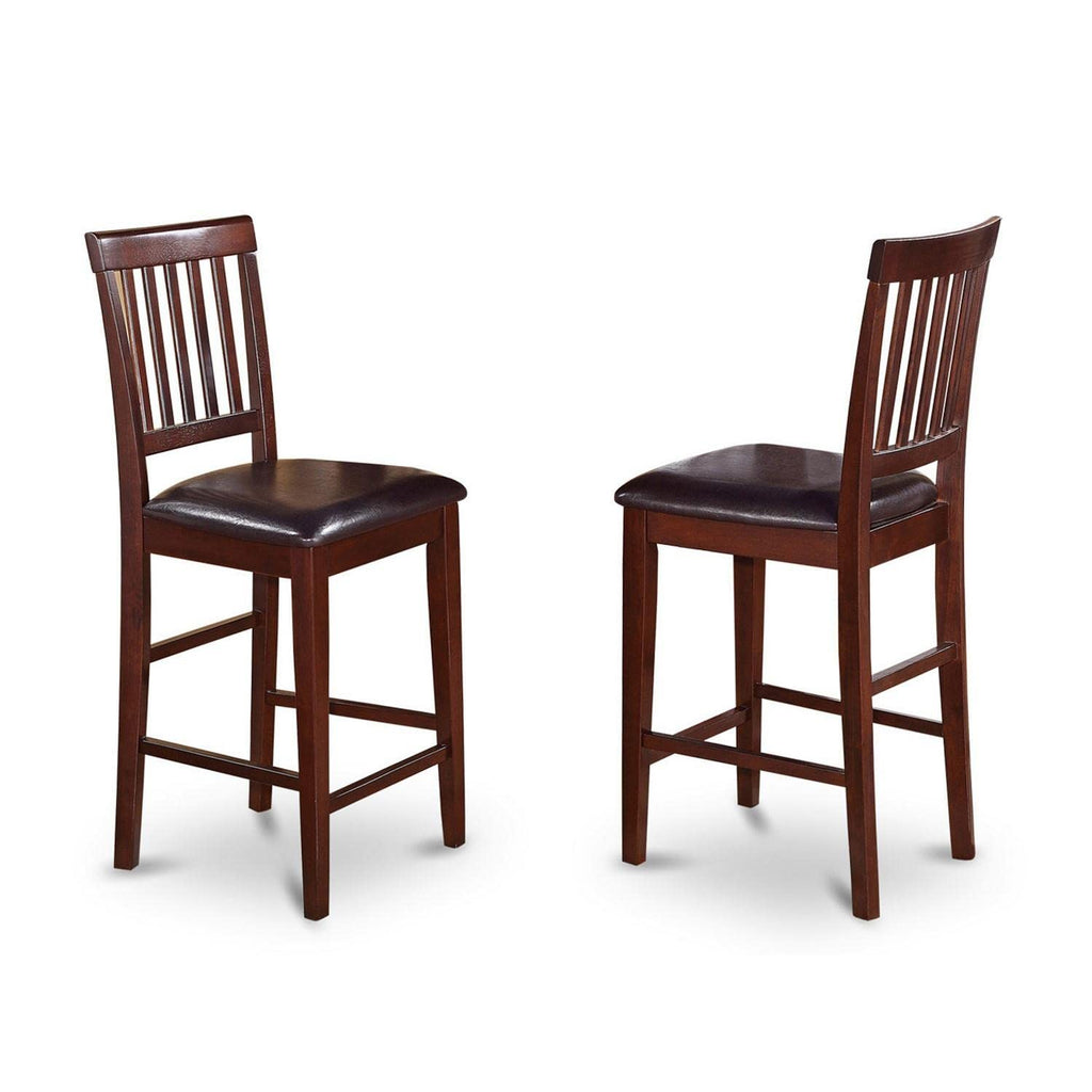 East West Furniture JAVN3-MAH-LC 3 Piece Counter Set for Small Spaces Contains a Round Dining Room Table with Pedestal and 2 Faux Leather Upholstered Chairs, 36x36 Inch, Mahogany