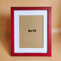KELE MODEL 8x10 Picture Frames RED Solid Wood Frame, Plastic Panel (Film Needs to be Removed) Table or Wall.Front Window Opening