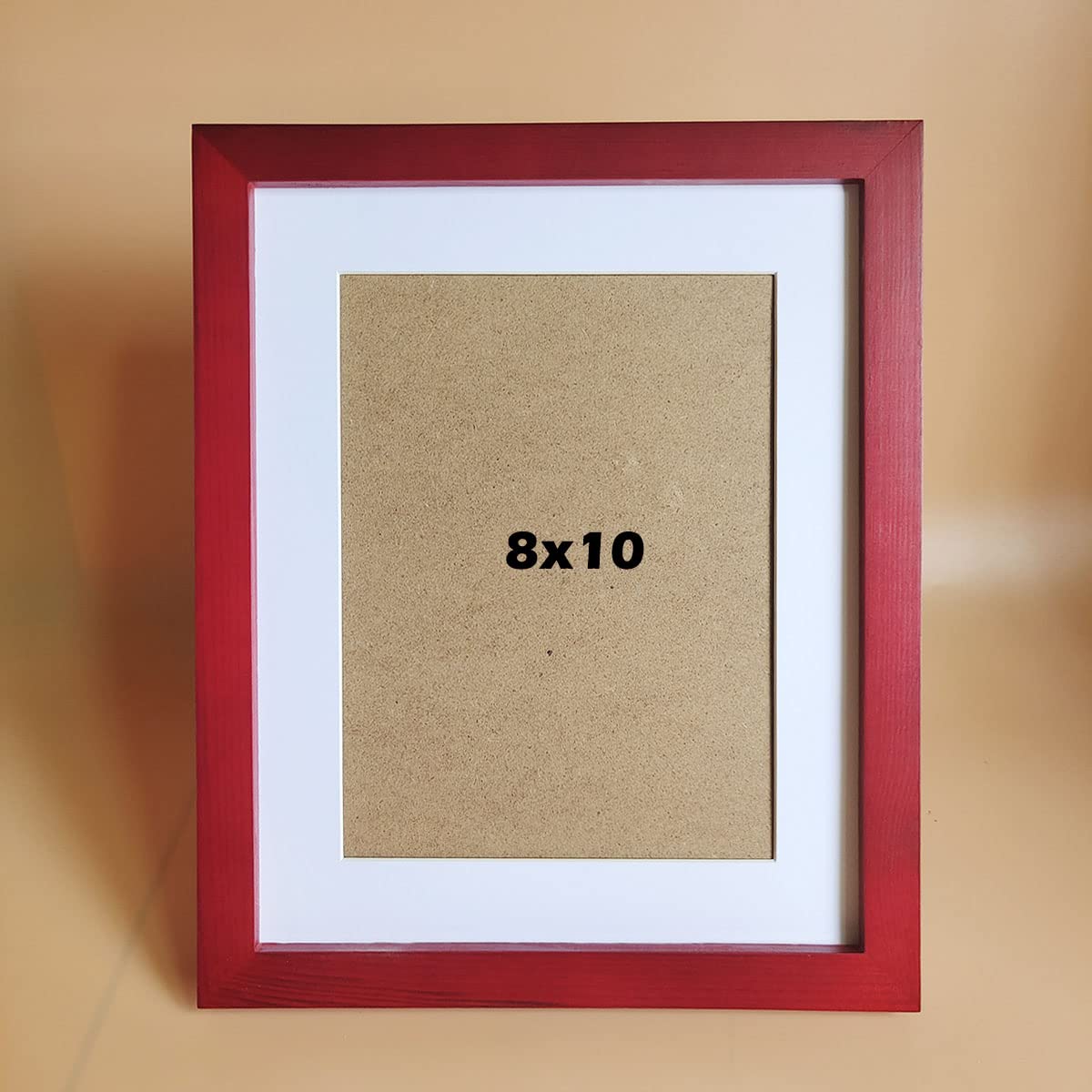 KELE MODEL 8x10 Picture Frames RED Solid Wood Frame, Plastic Panel (Film Needs to be Removed) Table or Wall.Front Window Opening