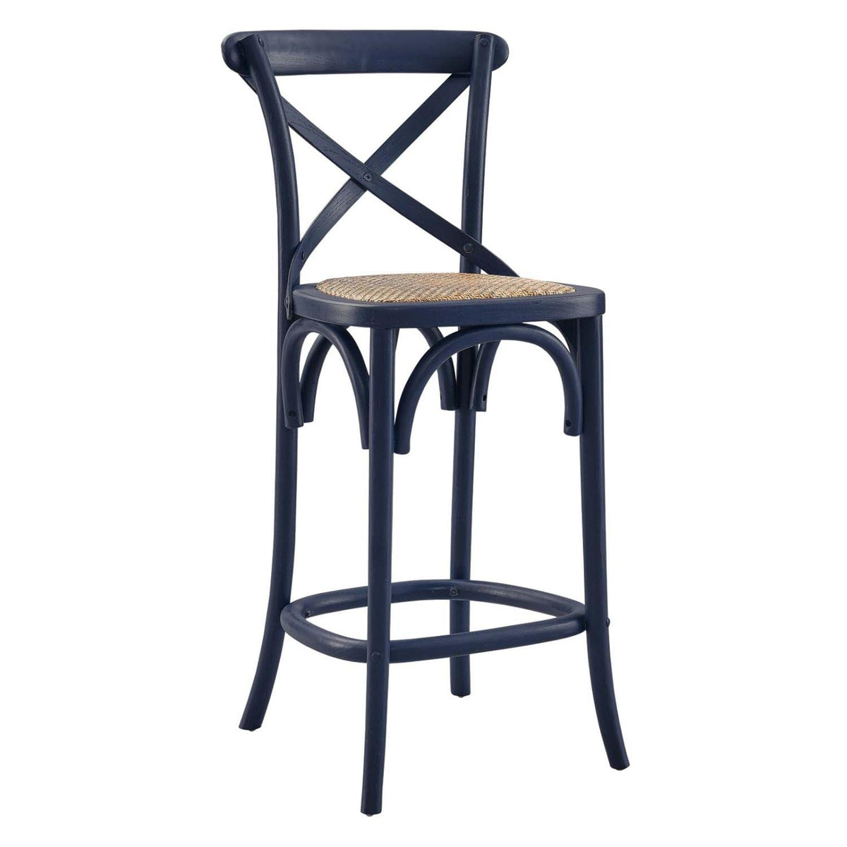Modway Gear Xback Wood Counter Stool In Midnight Blue