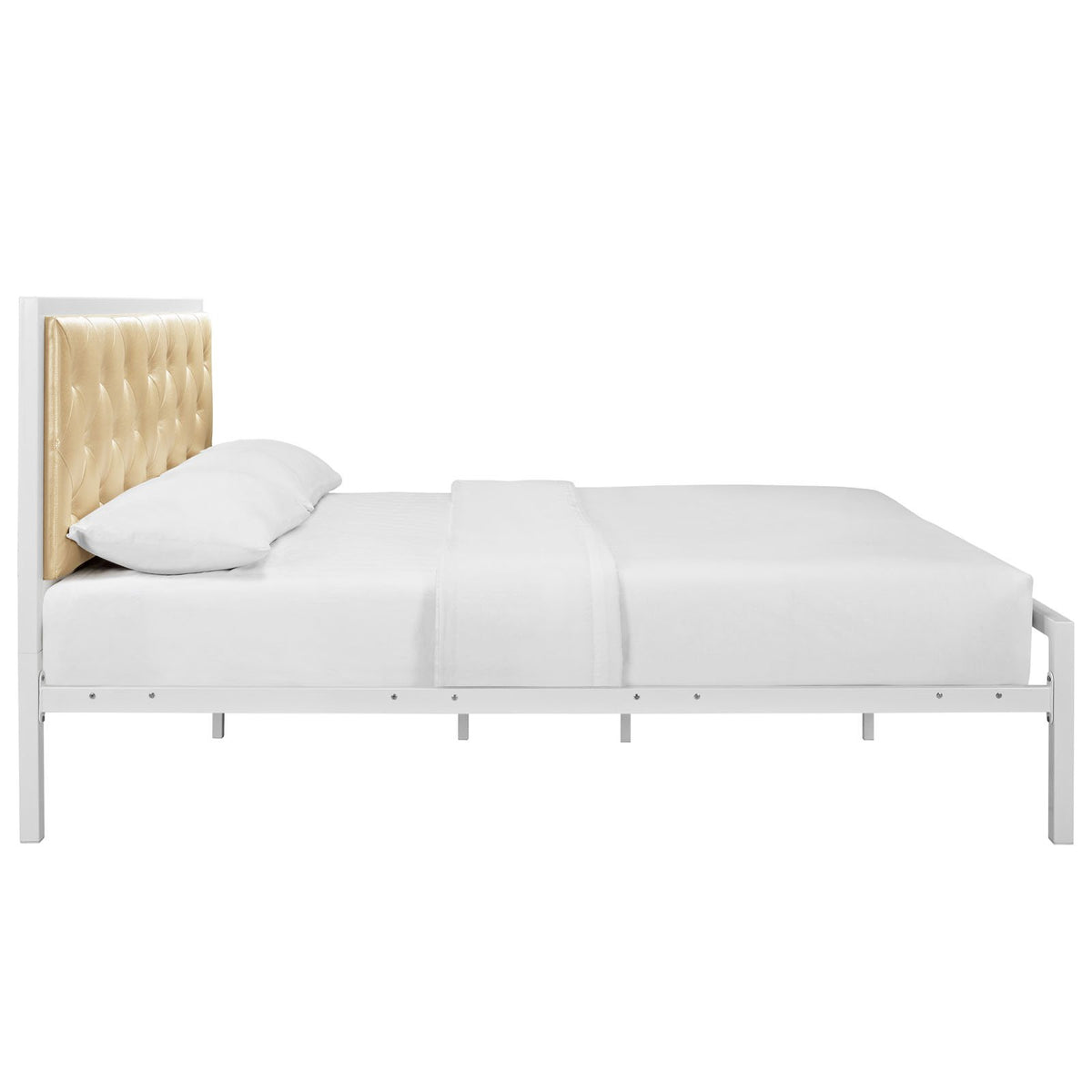 Modway Mia Queen Vinyl Bed in White Champagne