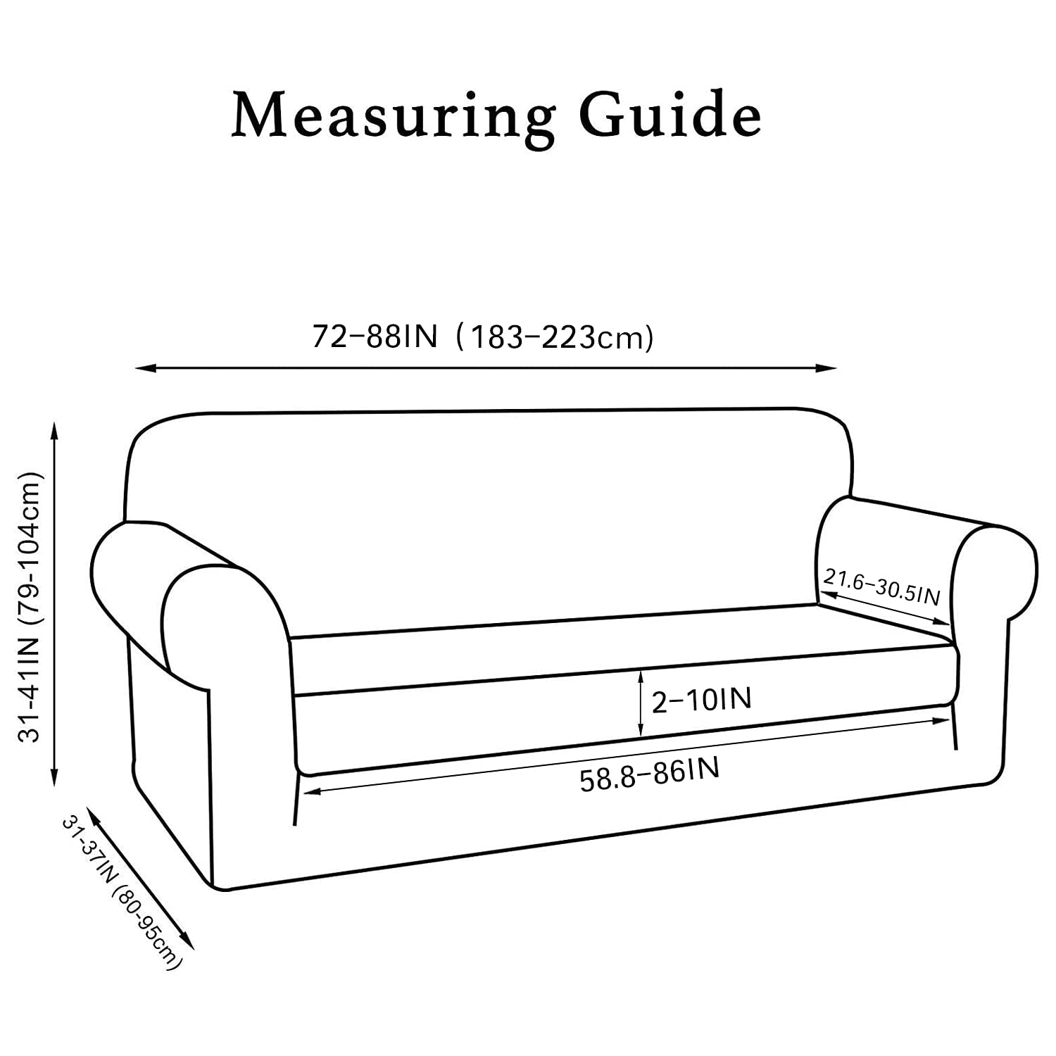 Turquoize Stretch Sofa Slipcover 2 Pieces Sofa Cover Couch Cover For 3 Cushion Couch Washable Furniture Protector Covers With Elastic Bottom Feature Thick Jacquard Fabric (Sofa, Grey)