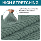Turquoize Stretch Sofa Slipcover 2 Pieces Sofa Cover Couch Cover For 2 Cushion Couch Washable Furniture Protector Covers With Elastic Bottom Feature Thick Jacquard Fabric (Loveseat, Dark Cyan)