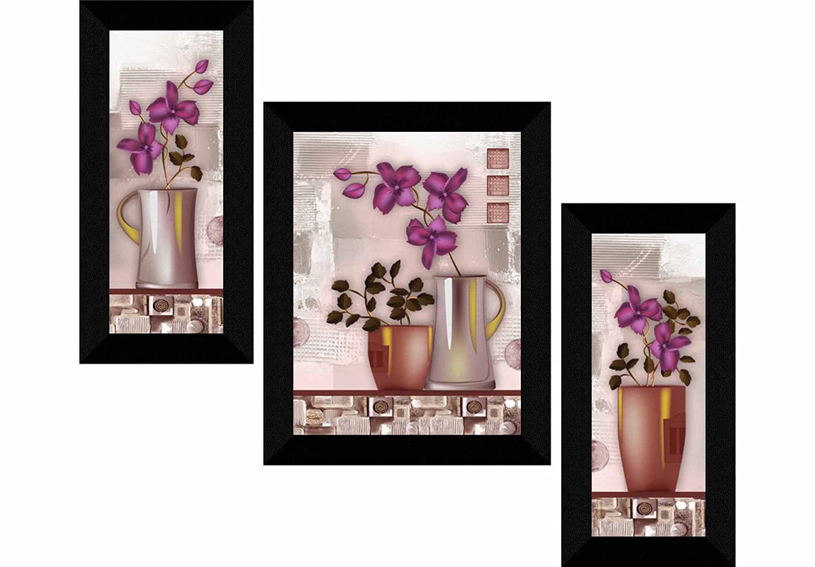 Saf Paintings Set Of 3 Flower Uv Textured Digital Reprint Painting 13.5 Inch X 22 Inch(6494) Sanfsmm6494