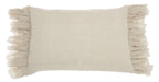 HomeRoots Grey Cotton Wide Tasseled Marble Pink Lumbar Pillow