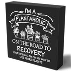 Funny Plant Lover Wooden Box Sign Plaque I'm a Plantaholic on the Road to Recovery Wood Box Sign Rustic Art Home Garden Shelf De