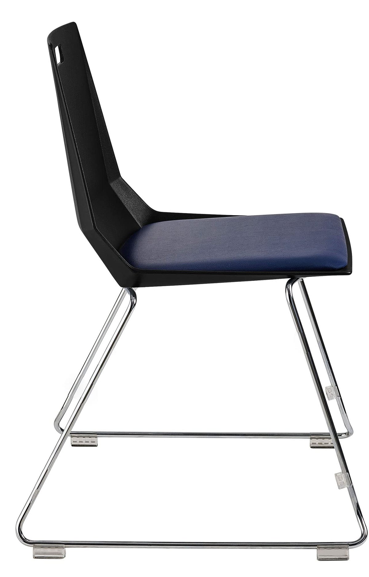 National Public Seating NPS LuvraFlex Stack Chair with Polypropylene Back/Padded Seat - Black/Blue