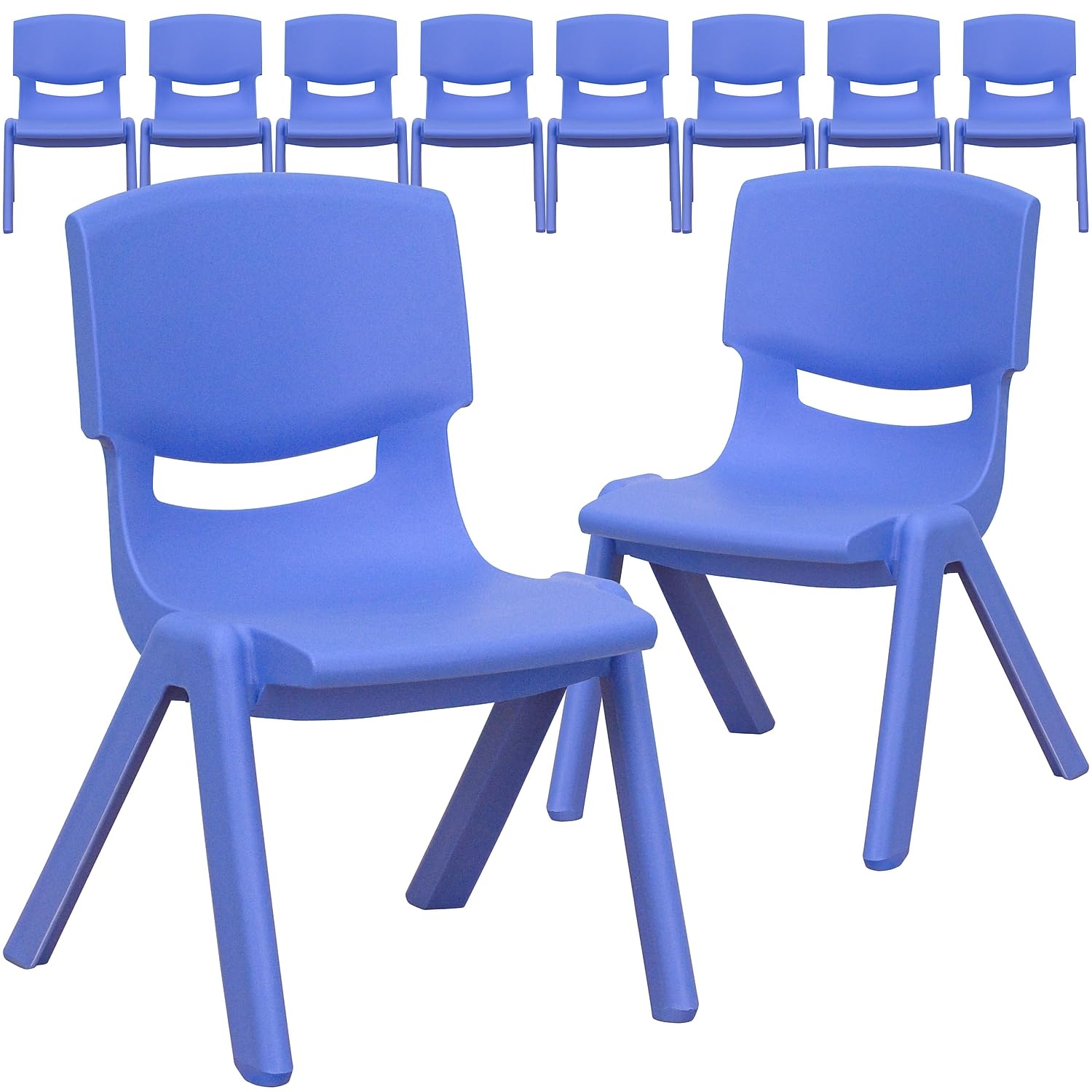 10 Pk. Blue Plastic Stackable School Chair with 10.5 Seat Height