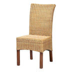 Baxton Studio Shamara Modern Bohemian Natural Rattan And Mahogany Wood Dining Chair
