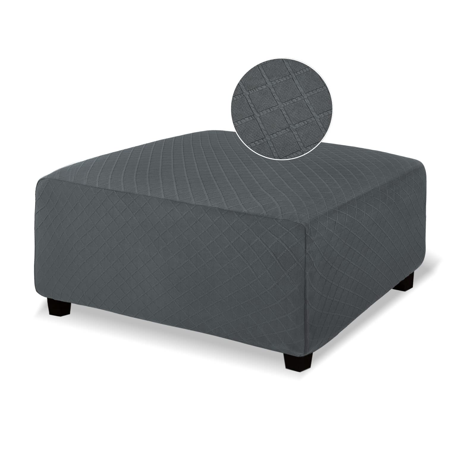 Necolorlife Ottoman Cover Square Large Ottoman Slipcover Stretch Footrest Stool Covers Furniture Protectors Washable Diamond Lat