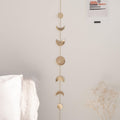 Moon Phase Wall Decor [Handmade Hammered Gold Metal 7 Moons 34 Banner] Phases of the Moon, Celestial Lunar Decorative Vertical W