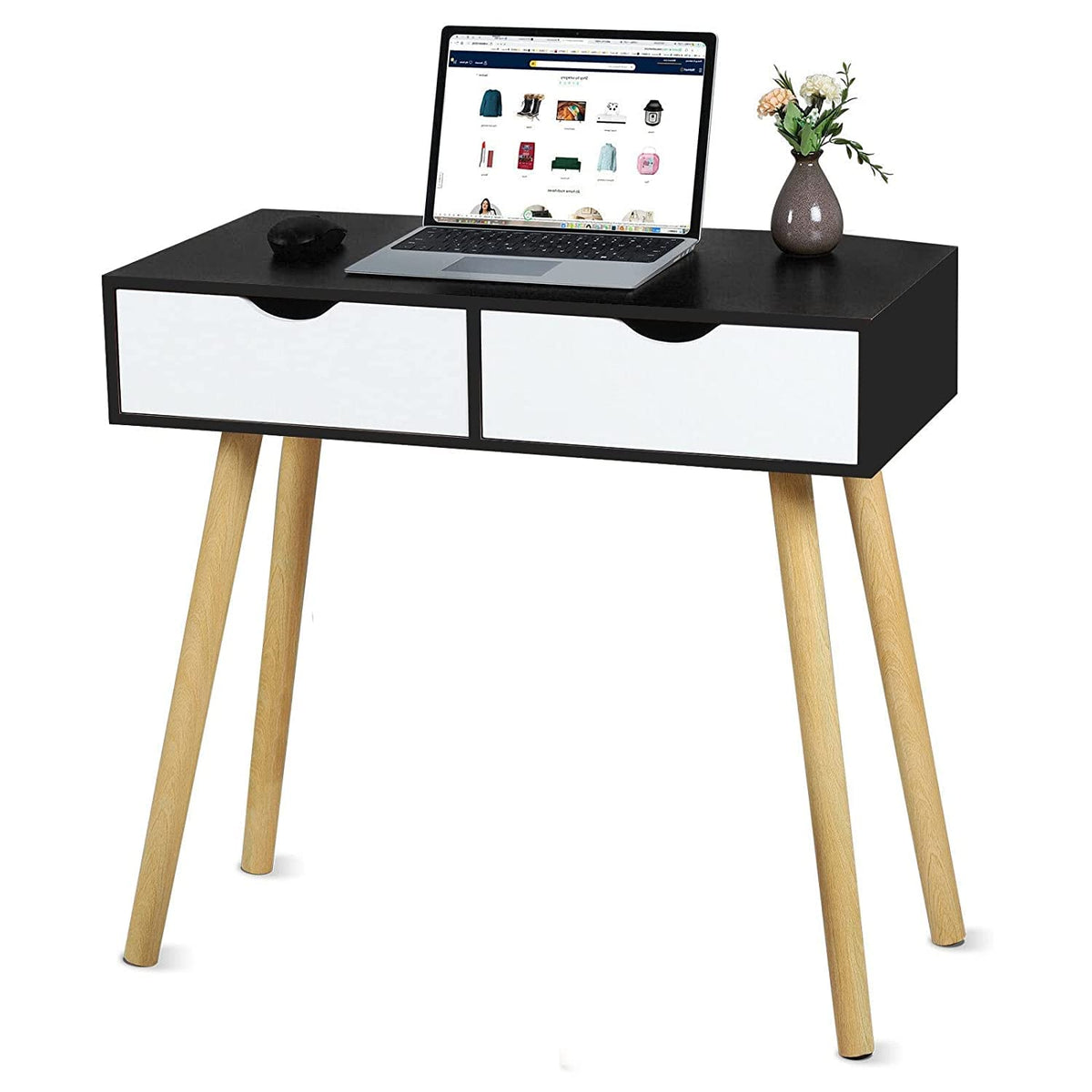 Dime Arts Shoppee Engineered Wood Desk With 2 Drawers For, Computer Desk With Storage Shelves, Makeup Vanity Desk, Modern Writin