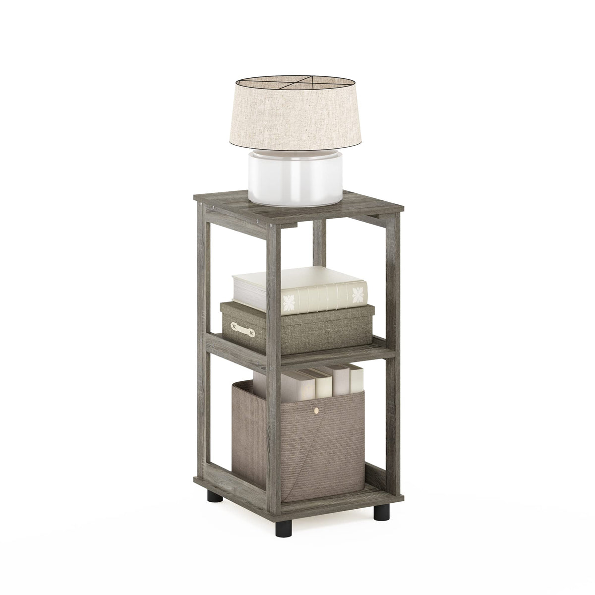 Furinno Romain 2-Tier Tall End Table, French Oak