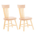 SHINEOFI 2Pcs Miniature Dollhouse Chairs - 1:12 Scale Wooden DIY Model Furniture for Dollhouse Decor, Tiny Chair Toys, Crafts, M
