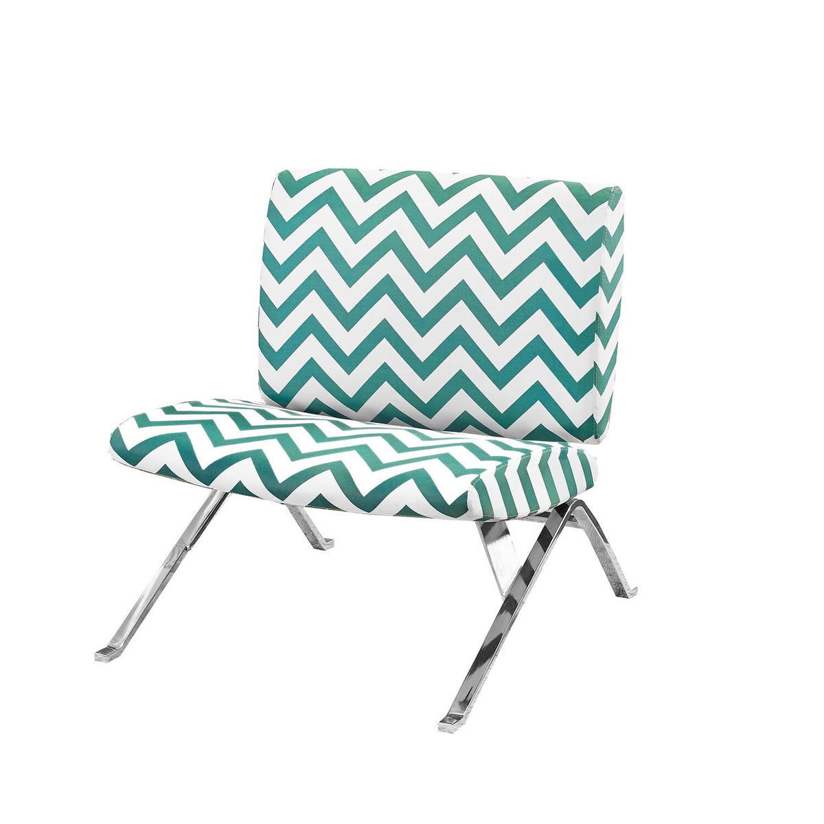 Monarch Specialties Teal  Inch Chevron Inch  Fabric/Chrome Metal Accent Chair, 31Inch