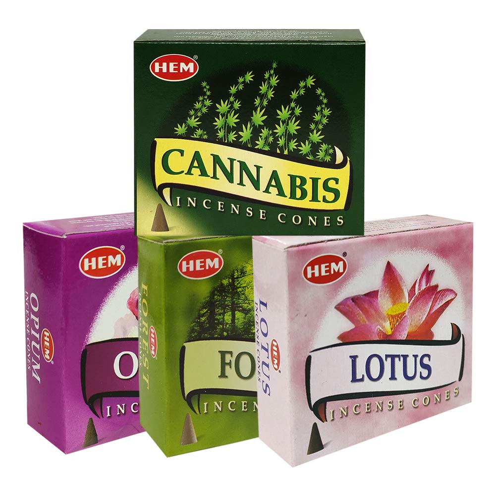 Hem Incense Cones Variety Pack #2 And Cone Incense Burner Bundle With 4 Most Liked Fragrances