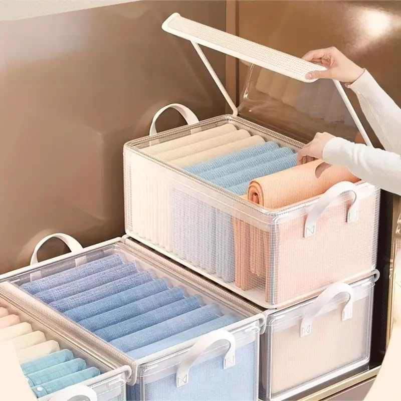 Clefairy Storage Bins Foldable Storage Boxes Fabric Storage Box with Lid & Handle Large Washable Storage Organizer for Office, H