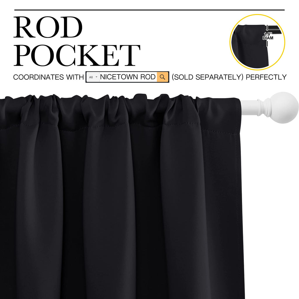 Nicetown Halloween Black Out Window Curtains - Solid Home Decor Thermal Insulated Blackout Drapes/Draperies For Bedroom, Privacy