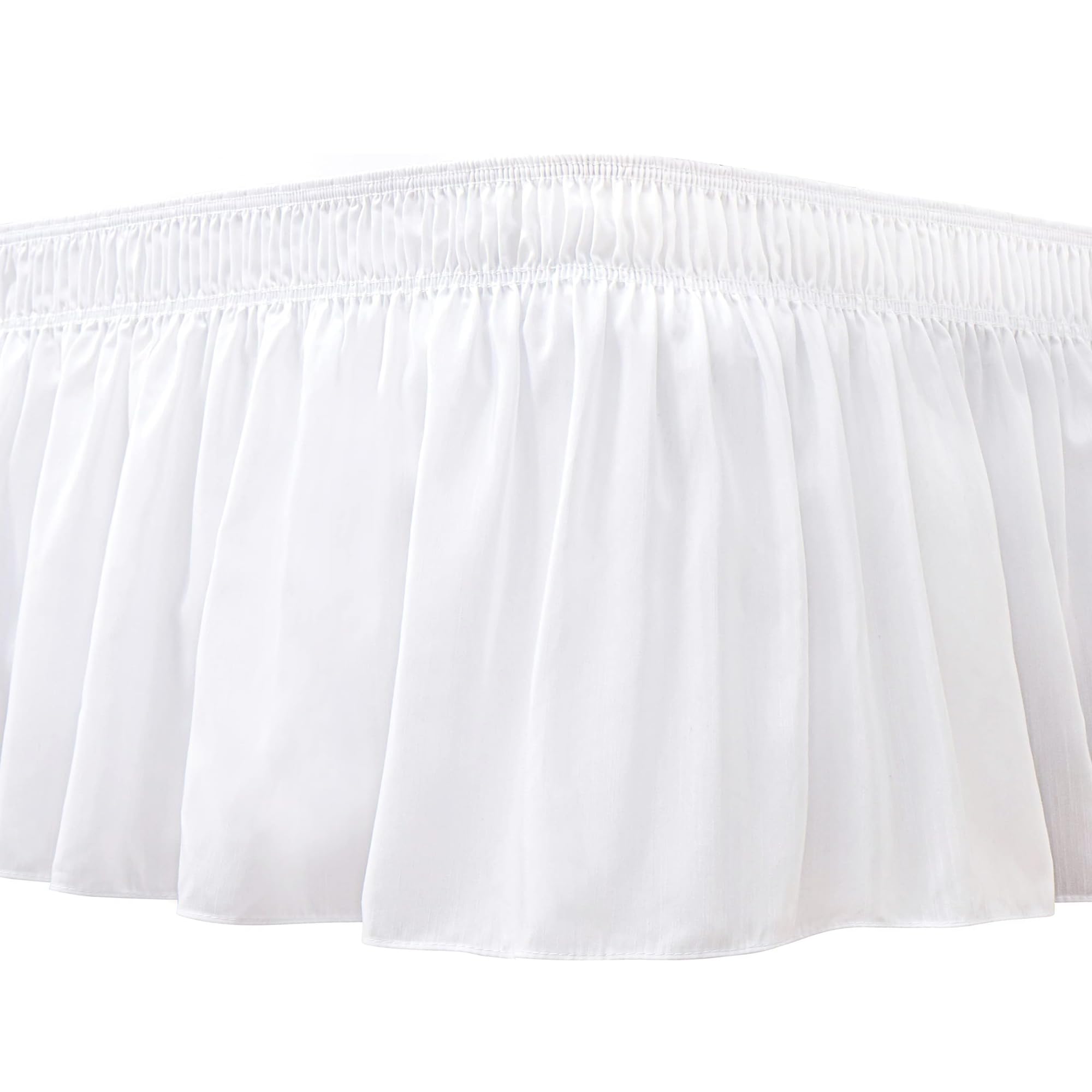 Biscaynebay Wrap Around Bed Skirts For King & Cal King Beds 17' Drop, White Adjustable Elastic Dust Ruffles Easy Fit Wrinkle &