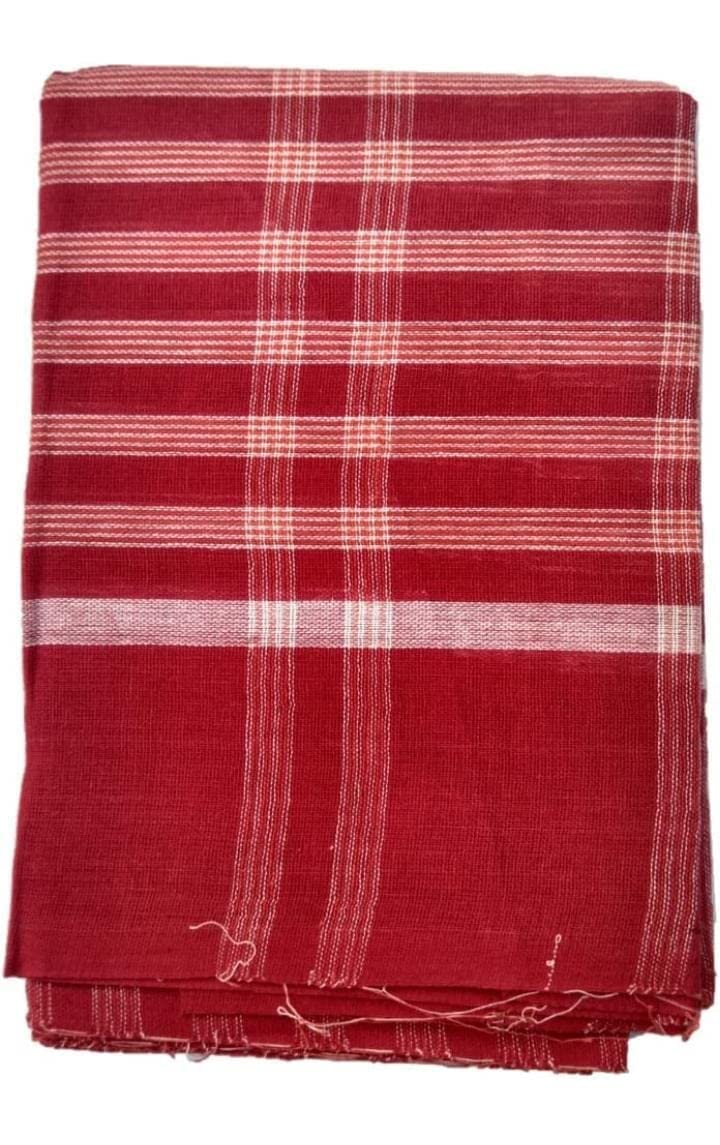 Rudrank Famous Bengal Print Handwoven Cotton Gamchha/Bath Towel Super Soft || Red Color Check Patern|| for Baby or Puja Purpose