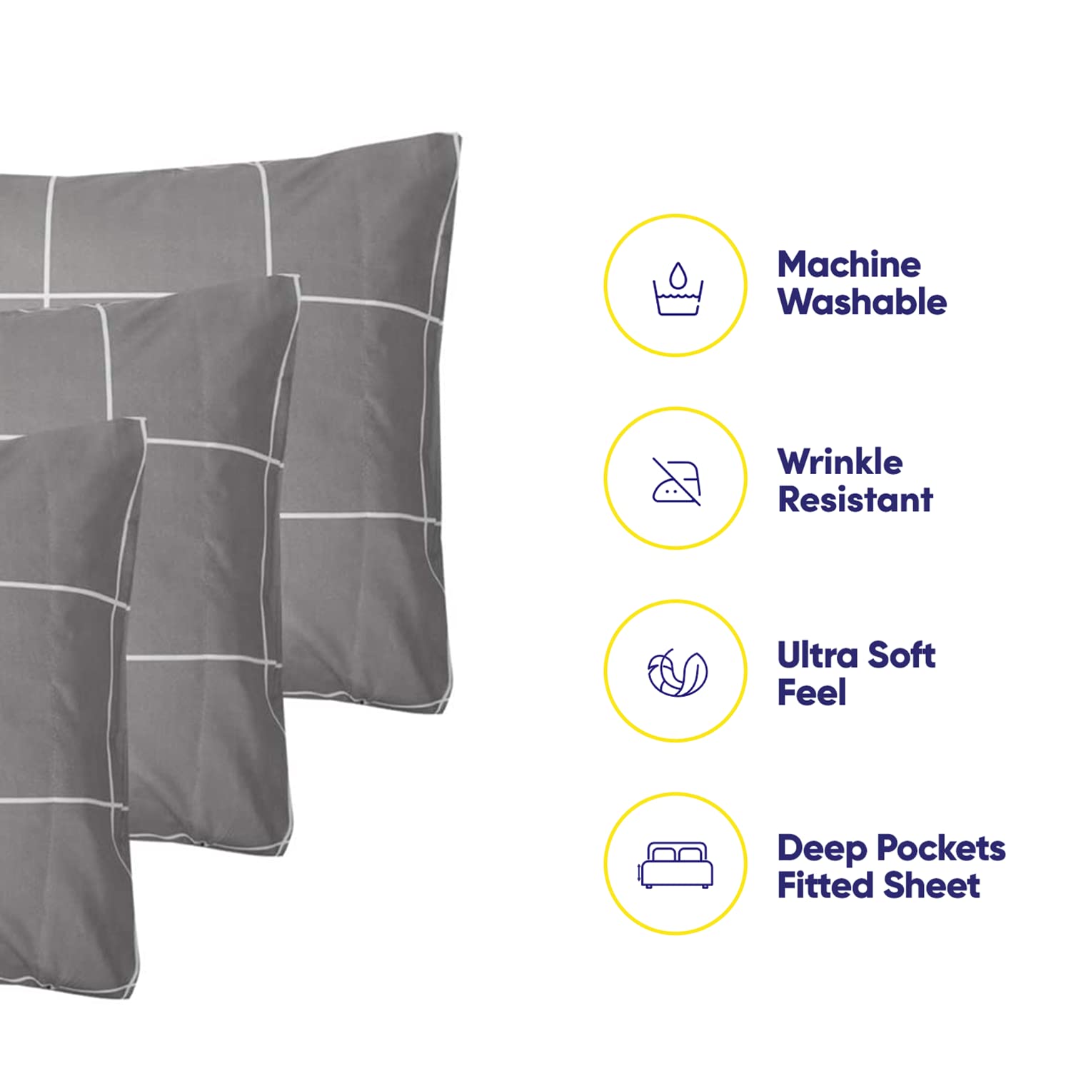 Full Size Bed Sheets - 6 Piece 1500 Supreme Collection Fine Brushed Microfiber Deep Pocket Full Sheet Set Bedding - 2 Extra Pillow Cases, Great Value, Full, Window Pane Gray
