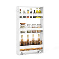 Loko Slim Storage Cart, 4-Tier Rolling Cart With Handle & Wooden Top For Kitchen Bathroom Laundry Living Room Narrow Small Space