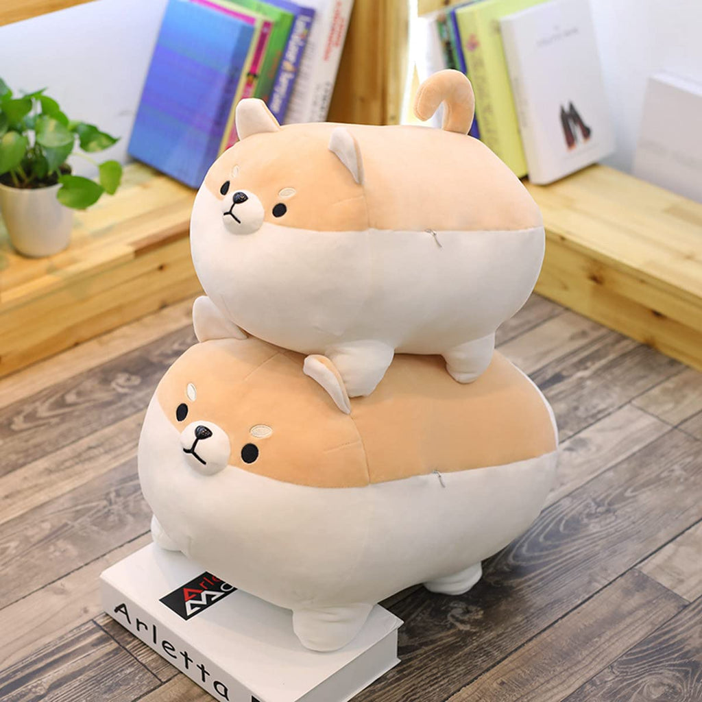 EHOTONG Shiba Inu Dog Plush Pillow, Corgi Stuffed Animal Hug Pillow, Brown, 11.8in