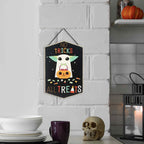 Open Road Brands Disney Star Wars Baby Yoda No Tricks All Treats Halloween Hanging Wood Wall Decor - Cute Baby Yoda Halloween Si