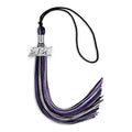 Endea Graduation Mixed Triple Color Tassel with Silver Date Drop (Black/Purple/Silver, 2021)