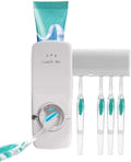 Dxent Hands Free Automatic Toothpaste Squeezing Device with Wall Mounted 5 Toothbrush Holder for Washroom & Bathroom.