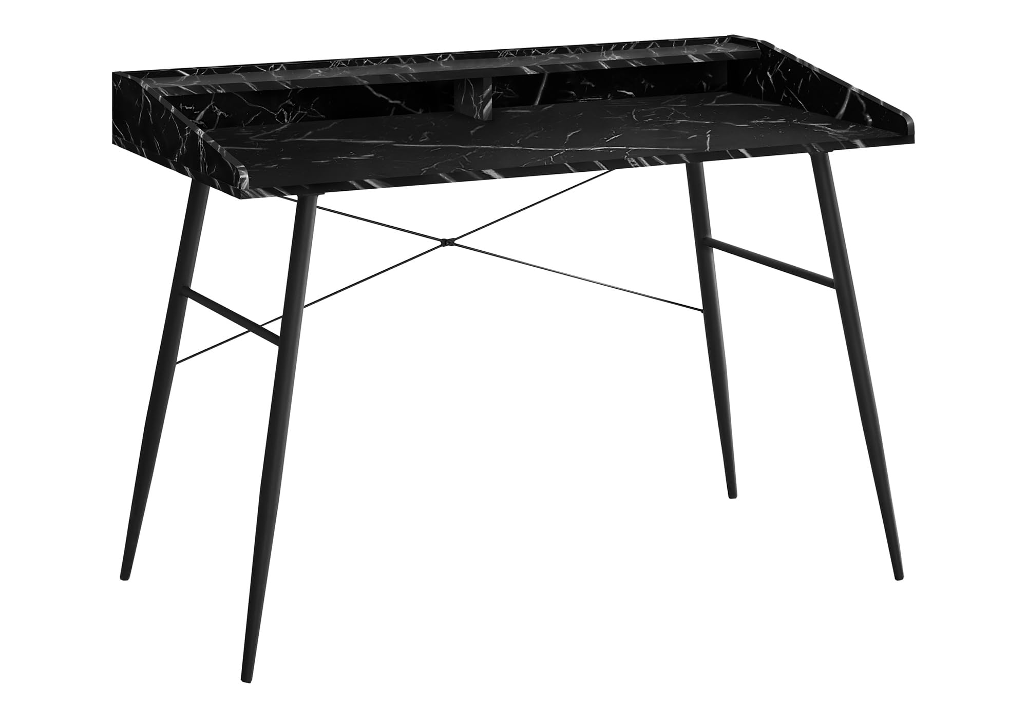 Monarch Specialties 7542 Computer Desk, Home Office, Laptop, Storage Shelves, 48 L, Work, Metal, Laminate, Contemporary, Modern 