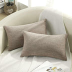 Decoruhome Decorative Throw Pillow Covers 12X20 Set Of 2, Lumbar Farmhouse Pillow Covers, Chenille Soft Pillow Covers For Couch Sofa Bed, Khaki