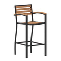Contemporary All-Weather Patio Bar Stool with Arms