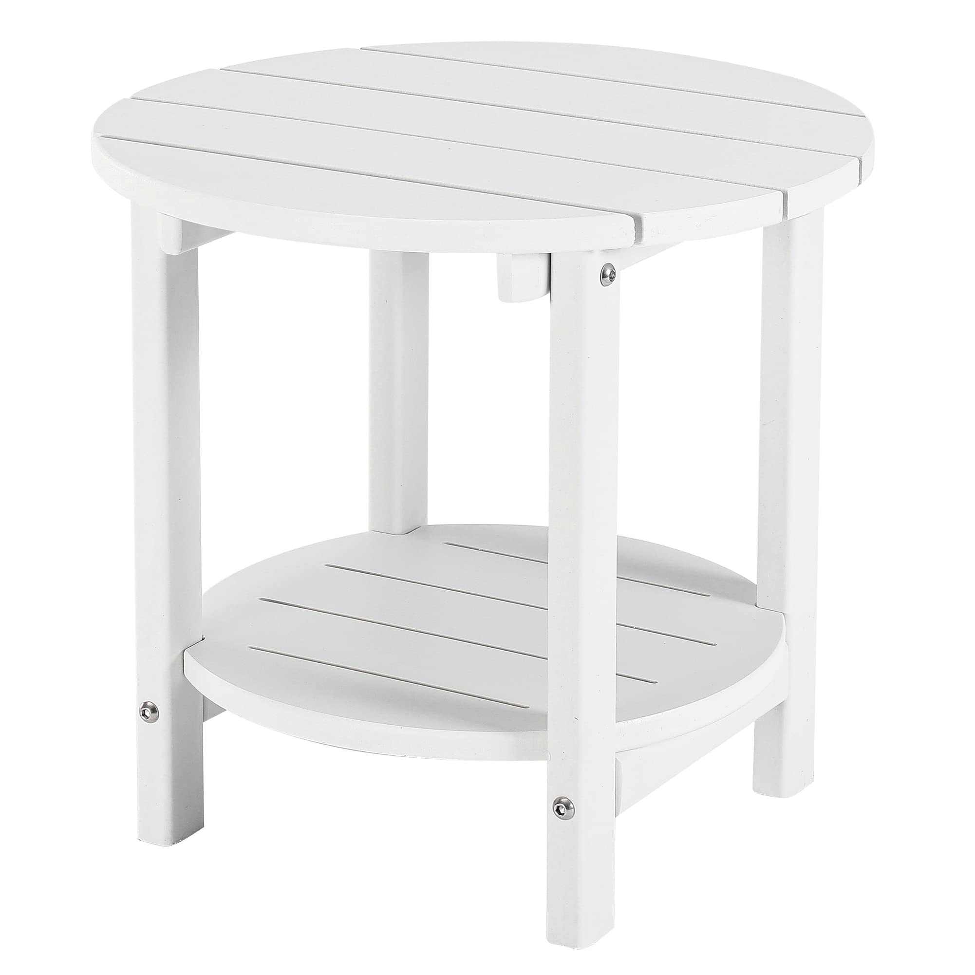 Lzrs Round Adirondack Side Table Double End Table, Outdoor Side Tables For Patio, Backyard,Pool, Indoor Companion, Easy Maintenance & Weather Resistant(White)