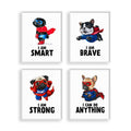 heilkee Funny Dog Wall Art Prints Inspirational Quote Posters for Kids Super Hero Room Decor for Boys Room Nursery Bedroom Pictu